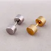 Fashion Hiphop Screw Barbell Ear Stud Silver Black Gold Titanium Steel Dumbbell Tragus Piercing Earrings For Men Women Body Jewelry