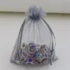 100pcs 15x20cm 10x15cm 30x40cm Sheer Drawstring Orgenza Jewelry Pouches Wedding Party Christmas Favour Gift Bags（Silver Grey）