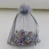 100pcs 15x20cm 10x15cm 30x40cm Sheer DrawString Organza 보석 파우치 결혼식 파티 크리스마스 호의 선물 가방 (Silver Grey)