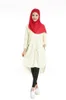 Muslim women abaya long shirts Female islamic tops long blouse for muslim lady White shirt blouses camisas musulmanas short front 2305
