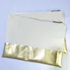 1pc naturlig bomull / svart kanfas kosmetisk väska med vattentät guld läder botten matchande färgfoder blank 7x10in makeup väska i lager