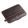 Bolsa de moedas magnética curta bifold masculina carteira super fina simples vintage couro pu porta cartão 265C