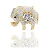 New Cute Elephant Animal Brooches Colorful Rhinestone Flowers Brooch for Women Girls Scarf Pin 18K Gold Plated Jewelry Wholesale