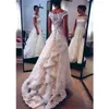 2021 Vintage Off the Shoulder Lace Wedding Dresses A Line Sweep Train Bridal Gowns Tiers Ruffles White Chapel Wedding Gowns Custom209h