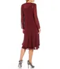 Elegant Sequined Lace Chiffon Mother of the Bride Groom Dresses With Long Sleeve Jacket Tiered Skirt Knee Length Burgundy Lavender Blush