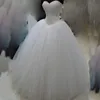 Bling Balo Korse Kabarık Gelinlik Boncuk Sequins Kristaller Üst Sevgiliye Kolsuz Lace Up Geri Tül Gelinlik Gelin Kıyafeti