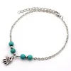 6 Styles Bohemian Turquoise Anklets Women Beach Foot Chains Cross Tree Turtles Conch Fatima's Hand Anklet For Ladies Fashion Jewelry