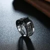 Mode 18K Schwarz Gold plattiert schwarze Square Diamond Prinzessin Schnitt Hochzeit Engagement Brautbänder Ring -Sets für Frauen Damen5466224