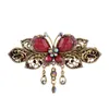 Antique Bronze Barrettes Gemstone Butterfly Włosów Biżuteria Rhinestone Bowknot Hair Klipsy Lady Top Hairpins Women Headwear Tiaras Hurtownie