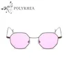 Occhiali da sole poligonali vintage alla moda da donna designer di marca montatura in metallo occhiali da sole quadrati lenti piatte specchio UV400 con scatola e custodie