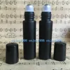 Thick Black 10 ml Glass Roll on Perfume Bottles with Stainless Metal Ball Black Cap 600Pcs Via