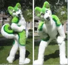 Trajes 2018 venda quente verde husky fursuit traje da mascote de pelúcia tamanho adulto trajes de festa de halloween natal