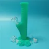 Glow In Dark Green Mini Bong per acqua in silicone Dieci colori con tubi per acqua in vetro da 14 mm Bong infrangibili Tubi per gorgogliamento