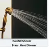 Dual Cross Handles Wall Mount Rainfall Shower Faucet Sets 8quot Brass Shower Head Handheld Shower Antique Brass Finish4913306