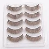 갈색 화려한 긴 거짓 속눈썹 5 쌍 수제 자연 Criscross Cross Cosmetic Eyelash Extension Makeup Beauty for Women