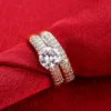 Gold Silver Combination Ring Women Engagement Wedding Ring Cubic Zirconia Big Ring Smycken från toppkvalitet 1823564