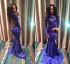 Evening Jewel Africa Sexy Long Sleeves Prom Dresses with Lace Applique Mermaid Open Back Sweep Train Custom Made Formal Party Gowns