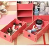 Träförvaring Box Smycken Container Makeup Organizer Case Handgjorda DIY Assembly Cosmetic Organizer Wood Box för kontor