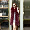 New women's autumn winter luxury real natural fox fur long vest coat warm full pelt fox fur sleeveless coat casacos SMLXLXXL