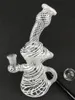 Transparent white stripe recycler, carta glass hookah, oil drill pipe, 14MM joint, factory outlet