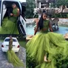 Green Green Dwa kawałki Prom Dresses 2k17 South Afryki Wysokiej Neck Bez Rękawów Syrenki Suknie Wieczorowe Tulle Sweep Pociąg Weetidos Party Dress