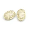 100 pcs Acrylic Flat Oval Pattern Beads With Gold Lined Antique Design Deads For Diy Jewelry Making Accessories