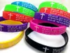 30pcs Color Mix Serenity Prayer GOD GRANT ME Bible Cross Silicone bracelets Fashion Wristbands whole Men Women Ch259u