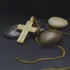 Hommes catholique argent plaqué or croix pendentif collier mode rock style double crucifix pierre claire bijoux chrétiens pour femmes 246E