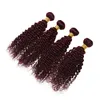 Kinky Bouclés Vierge Brésilienne Bourgogne Cheveux Humains Weave Bundles 4Pcs Lot # 99J Vin Rouge Vierge Extensions de Cheveux Humains Double Trame