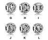 Wholesale Authentic 925 Sterling Silver Vintage Clear Letter Bead Charms Fit Pandora Women Charm Bracelets Silver Jewelry