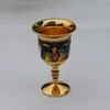Altın Kale Desen Metal Şarap Seti Moda Çinko Alaşım Çay Seti Ev Dekorasyon 1 takım = 1 plaka + 1 pot + 6 bardak