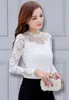 Wholesale-women tops plus size embroidery lace blouse white blouses with ruffles camisas com renda big sizes 3xl 4xl xxxl xxxxl