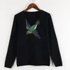SRUILEE 2017 Winter New Women Sweaters Pullovers Sequins Handmade Beading Bird Knitted Jumper Fashion Week Luxury Blouse S67