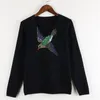 Sruilee 2017 Winter Nieuwe Vrouwen Truien Pullovers Pailletten Handgemaakte Kralen Bird Breide Jumper Fashion Week Luxe Blouse S67