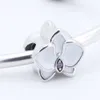 Orkidé, vit emalj orkidé cz charm 2017 sommar 100% 925 sterling silver pärla passform pandora armband autentiska charm mode smycken