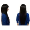 Zwarte Kleur Vrouwen Cosplay Pruik Meisjes Mode Steil Lang Haar W-Trim Haar Pony