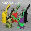 100% Food Grade smoking Silicone Dab Oil Rigs silicon barrel bongs with glass bowl piece DHL