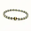 Bijoux religieux, perles en cuivre de 4mm, avec pierre hématite carrée, œil Dzi, Bracelets énergétiques porte-bonheur, 10 pièces/lot