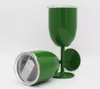 CHEAPEST10oz Wine Glasses stianless steel tumbler wine goblet Double Wall Goblet With Lid 9 colors in stock6866996