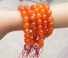 Perles de prière bouddhistes tibétaines, collier de bracelet de perles de charme vintage en agate rouge 108