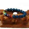 새로운 디자인 7 차크라 팔찌 남자 파란색과 보라색 스크럽 오프닝 웃음 구슬 healing gemstone yoga meditation bracelets 278g