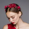 Düğün Gelin Gül Çiçek Kafa Çiçek Taç Tiara Hairband Pembe Mor Kırmızı Fildişi Çiçekler Kafa Bantları Saç Aksesuarları Süs Balina Başlığı Headdress