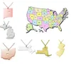 Nieuw Amerika 50 Staatskaart Hangkettingen met hart Diy State Pendent ketting roestvrijstalen mode -sieraden New York State