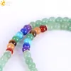 CSJA 108 Naturel Vert Aventurine Jade Perles À La Main Bijoux Long 7 Chakra Point De Guérison Équilibre Pierre Précieuse Perlé Mala Bracelet E242N