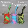 Colorful Hookahs Silicone Bongs with glass diffused downstem silicon water pipes dab rig 14 mm joint all Clear 4mm thickness 14mm male quartz nails