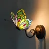 Pequena noite luz cor borboleta lâmpada de parede de vidro corredor wc lente farol lâmpadas e lanternas do quarto de crianças quarto decorar