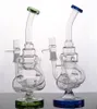 Gekleurde recycler Glass Hookahs Solid Base Eén Jet Bong Dab Rigs Glazen waterpijp Bubbler met 14 mm gewricht Percolator Roken Shisha Accessoires