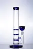 11-Zoll-Glas-Shisha-Bongs mit geradem Rohr, 3-farbige Waben-Perc-Wasserpfeife mit 14-mm-Verbindung