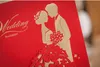 Zarif Lazer Kesme Çift Düğün Davetiyesi Kart Çiçek Özelleştirilmiş Baskı Nikah Davetiyeleri + Zarf Konuşmaları Casamento