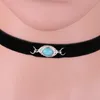 10 st/parti nytt ankomst ondska med stenhänge svart korea sammet rep choker krage halsband kvinnlig collier bijoux flickor gåva efn014v